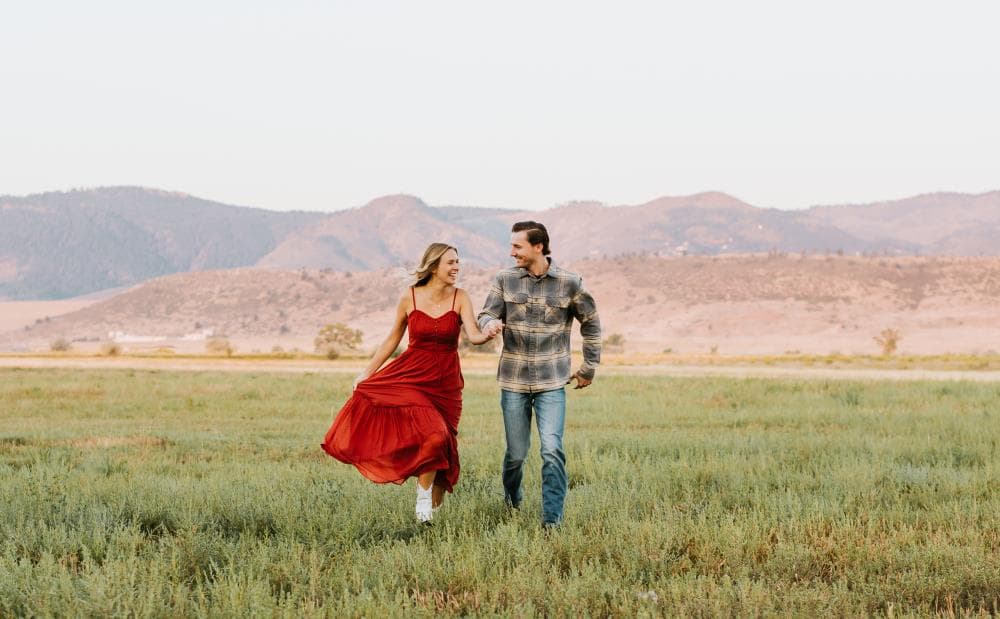 Engagement session golden hour Loveland Colorado couple