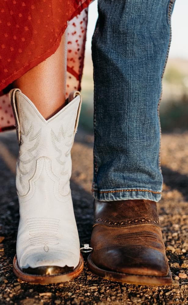 Engaged couple holding hands outdoor portrait Fort Collins Colorado