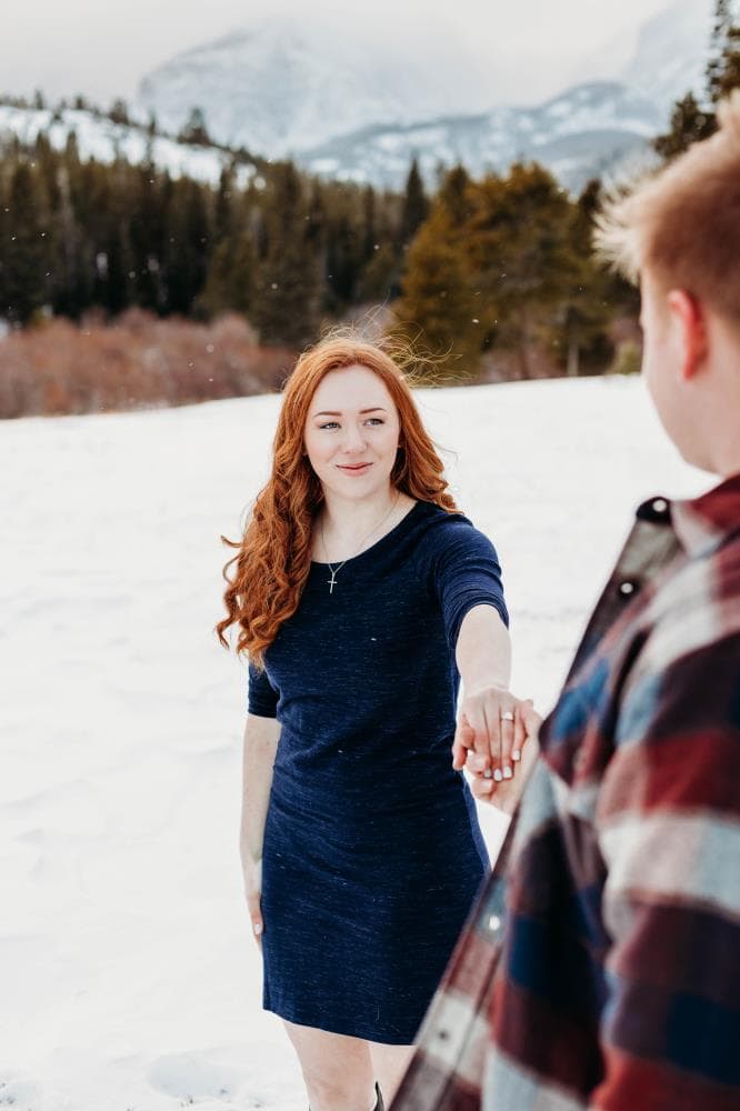 Couple embracing at sunset engagement photos Front Range Colorado