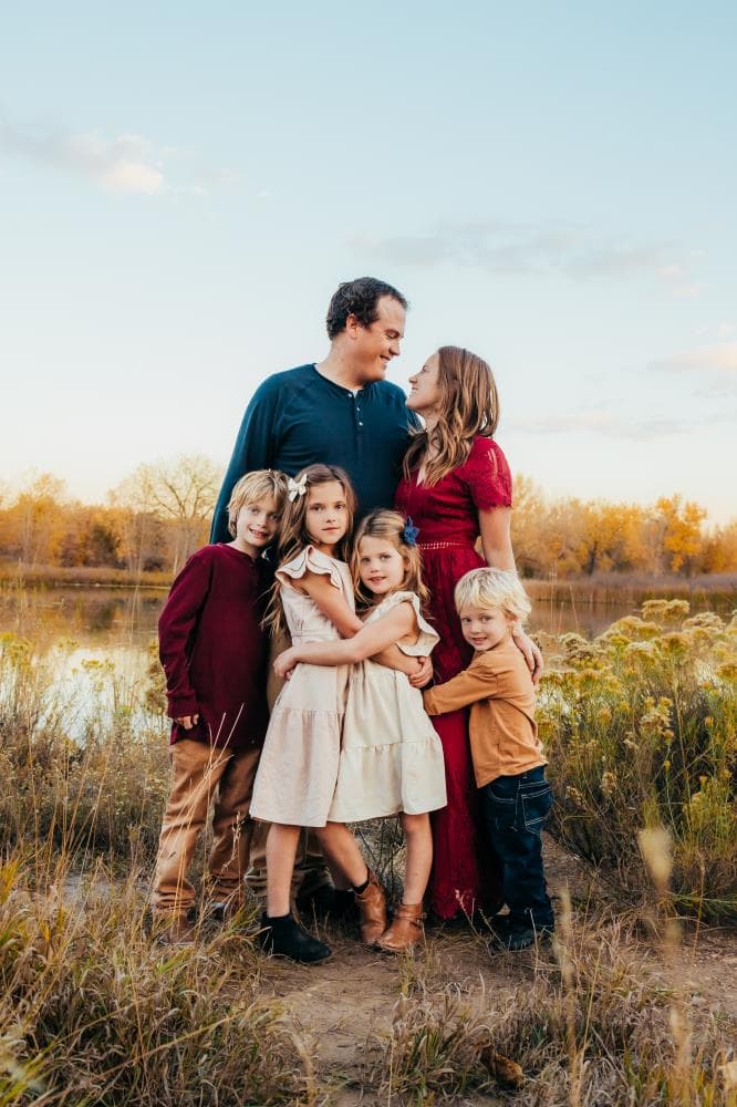 Family portrait golden hour natural light Northern Colorado