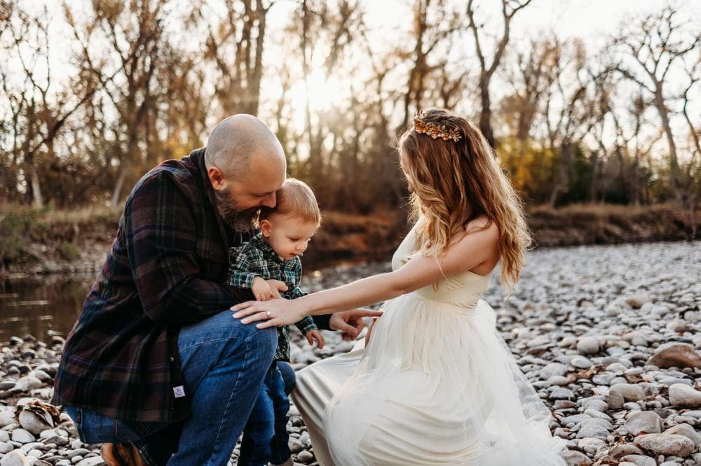 Maternity photography natural light golden hour Fort Collins Colorado