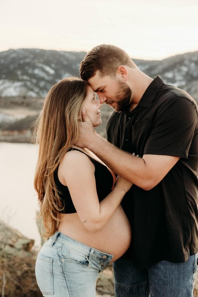Expecting mother and partner maternity portraits Colorado