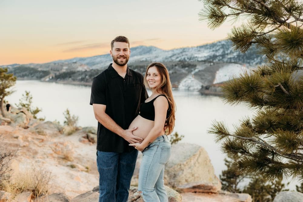 Expecting mother and partner maternity portraits Colorado