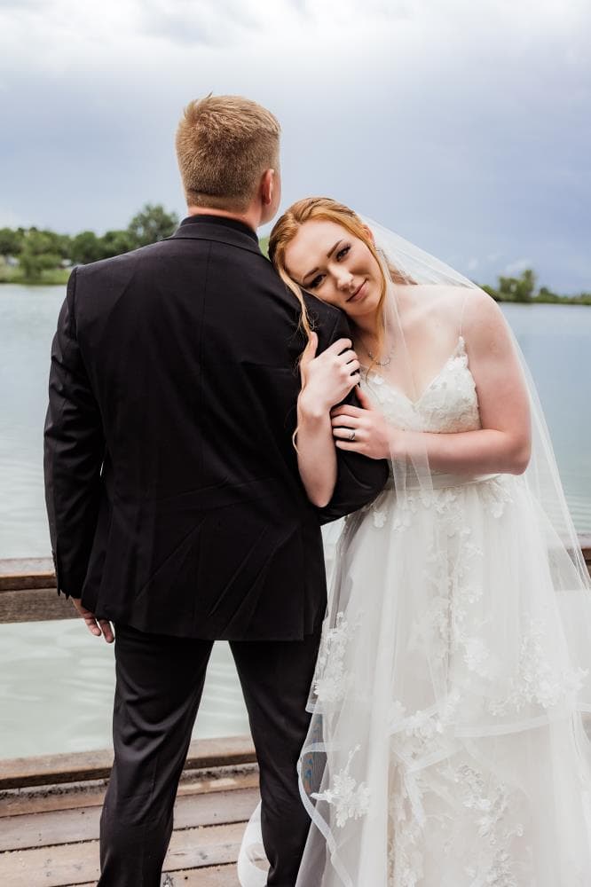 Groom emotional reaction seeing bride for first time Fort Collins wedding